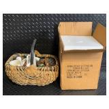 Napco Ware White Bird Candle Holder & Holiday Decor Lot with Basket