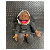 Vintage Ventriloquist Puppets - Monk Figure & Curly-Haired Black Girl Doll