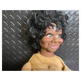 Vintage Ventriloquist Puppets - Monk Figure & Curly-Haired Black Girl Doll