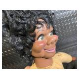 Vintage Ventriloquist Puppets - Monk Figure & Curly-Haired Black Girl Doll