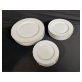 White Porcelain Dinner Plates with Embossed Floral Rim - Assorted Sizes