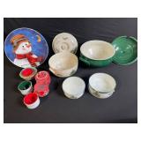Spode Christmas Tree Round Covered Casserole XT0740-X - Nikko Bowls & Green Dish Lot