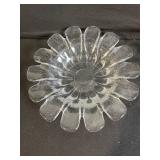 Vintage Clear Glassware Set - Flower Plate, Leaf-Cut Bowl, Mini Bottle & 4 Bottles in Wire Carrier