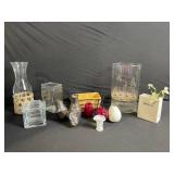 Assorted Glassware & Decorative Vases Lot - Vintage Home Decor