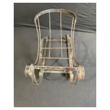 Vintage Two-Seat Metal Toboggan Sled - Red & Yellow Rails, Rusty Paint