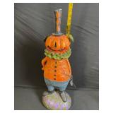 Assorted Halloween Decor Lot - Pumpkin Figure, 2 Gnomes, Spider Web Stands, Tray, Glitter Web