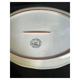 Vintage Serving Dishes Lot: Red Wing USA, Grapevine-Embossed Silver Platter & Ceramic Trays