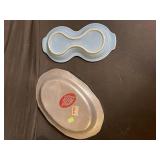 Vintage Serving Dishes Lot: Red Wing USA, Grapevine-Embossed Silver Platter & Ceramic Trays