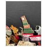Christmas Decor Lot - Santa Figures, Signs, Wooden Tree & More Vintage Holiday Items