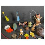Vintage Miniature Collectibles Lot - Figurines, Woodwind Instruments & Pottery