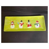 Christmas Plates Snowman City Skyline - Red Rim Holiday Dinnerware