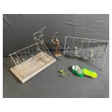 Vintage Rusty Wire Iron Sculpture Set - Swing-Frame Figures Garden Decor