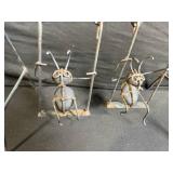 Vintage Rusty Wire Iron Sculpture Set - Swing-Frame Figures Garden Decor