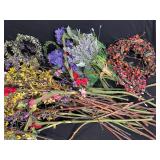 Assorted Dried Flower Wreaths & Bouquets - Multi-Color Floral Stems for Craft Decor
