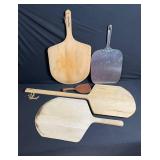 Sassafras Pizza Peel Set - Wooden Paddles + Metal Spatula, Used