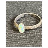 Opal Ring - Oval Cabochon, Gold-Tone Band
