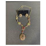 Colorful Gemstone Necklace & Matching Earrings Set