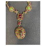 Colorful Gemstone Necklace & Matching Earrings Set