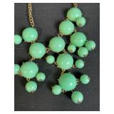 Necklace - Mint Green Bead Cluster on Gold-Tone Chain