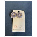 Fair Anita Jewelry Lot of 5: Earrings, White Bead Necklace, Gold Chain, Black Bracelet, Coin Pendant