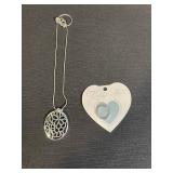 Sterling Silver Filigree Pendant Necklace & 2 Pairs of Earrings, Heart Ring, Multi-Bangle Bracelet