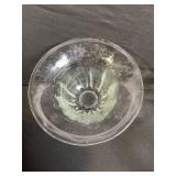 Clear Glassware Set - Large Pedestal Punch Bowl, Footed Ribbed Dessert Cups, Shell-Shaped Bowl, Pink Tinted Glass