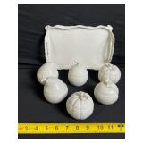 Porcelain Pumpkin Trinket Boxes - Italy - Set of 6 with Lids
