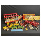Fisher-Price Circus Wooden Toy Set - Red Wagon, Ladders, Trains & Figures
