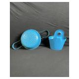 Vintage Kitchenware Lot: Blue Polka-Dot Glasses, SODA Siphon