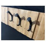 Vintage Wooden Coat Rack with 3 Iron Hooks - Includes Picnic Case & Wine Accessories