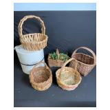 Wicker Baskets - Assorted Sizes with White Storage Bucket