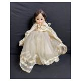 Doll - Vintage Ivory Lace Wedding Dress with Satin Ribbon Cape