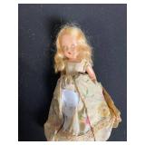 Three Vintage Cloth Dolls - Floral Dresses - 9 in Tall