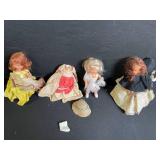 Vintage Cloth Doll Lot - 4 Dressed Dolls with Outfits, Hats & Accessories