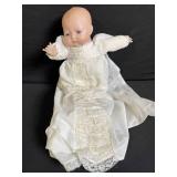 Two Vintage Baby Dolls in White Lace Gown and Blue Dress
