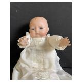 Two Vintage Baby Dolls in White Lace Gown and Blue Dress