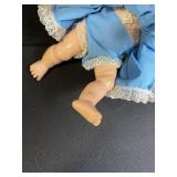 Two Vintage Baby Dolls in White Lace Gown and Blue Dress