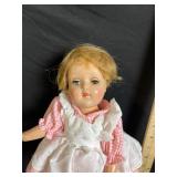Ideal P-90 Doll - Vintage Vinyl Girl in Pink Gingham Dress & White Pinafore