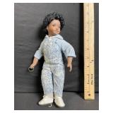 Soul Kids 1960s Doll - Dark-Skinned Boy in Striped Shirt & Denim Overalls