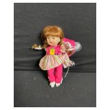 Three Vintage Fashion Dolls Lot - Blue-Striped Dress, Red Tulle Gown, Pink Striped Outfit