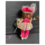 Three Vintage Fashion Dolls Lot - Blue-Striped Dress, Red Tulle Gown, Pink Striped Outfit