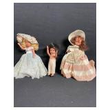 1940s Story Book Dolls - Set of 3 with Lace Dresses & Hats