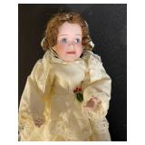 Vintage Wendy Lawton Doll - Porcelain Head, Ivory Lace Dress & Bonnet