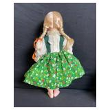 Vintage Vinyl Fashion Dolls - 2-Piece Lot in Green Floral and Olive Dresses