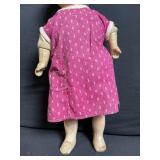 Vintage Baby Doll - Vinyl Head, Pink Dress, About 15 in. tall, Damaged Head