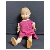 Vintage Baby Doll - Vinyl Head, Pink Dress, About 15 in. tall, Damaged Head