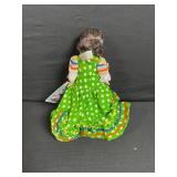 Dolls - Vintage Cloth Dolls in Traditional Dresses - Navy Dress, Green Polka-Dot Dress
