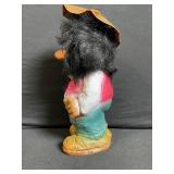 Vintage Troll Figurine - Hand-Painted Collectible with Colorful Outfit, Broken Hat