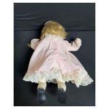 Vintage Doll Pair – 1994 Janie Bee Marked Baby Dolls in Pink Lace Dresses