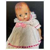 Vintage Doll Pair – 1994 Janie Bee Marked Baby Dolls in Pink Lace Dresses